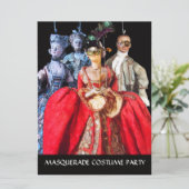 ANTIQUE ITALIAN PUPPETS MASQUERADE COSTUME PARTY INVITATION (Standing Front)
