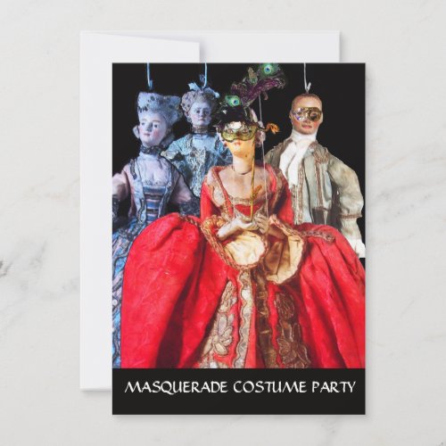 ANTIQUE ITALIAN PUPPETS MASQUERADE COSTUME PARTY INVITATION