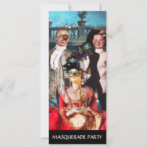 ANTIQUE ITALIAN PUPPETS MASQUERADE COSTUME PARTY INVITATION