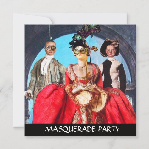 ANTIQUE ITALIAN PUPPETS MASQUERADE COSTUME PARTY INVITATION