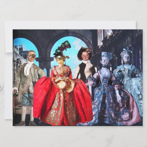 ANTIQUE ITALIAN PUPPETS MASQUERADE COSTUME PARTY INVITATION