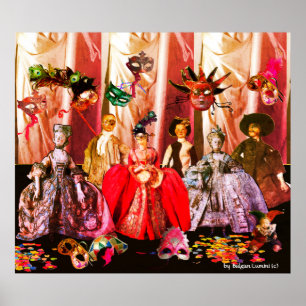 ANTIQUE ITALIAN PUPPETS MASQUERADE COSTUME PARTY POSTER