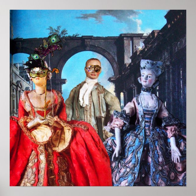 ANTIQUE ITALIAN PUPPETS MASQUERADE COSTUME PARTY POSTER (Front)