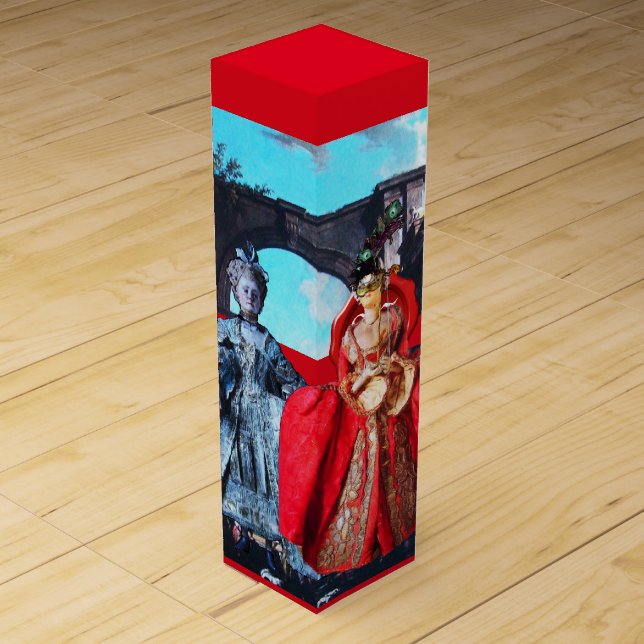 ANTIQUE ITALIAN PUPPETS MASQUERADE COSTUME PARTY WINE BOX (Front)
