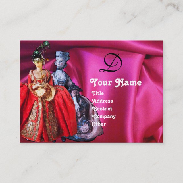 ANTIQUE ITALIAN PUPPETS MASQUERADE MASKS,COSTUMES BUSINESS CARD (Front)