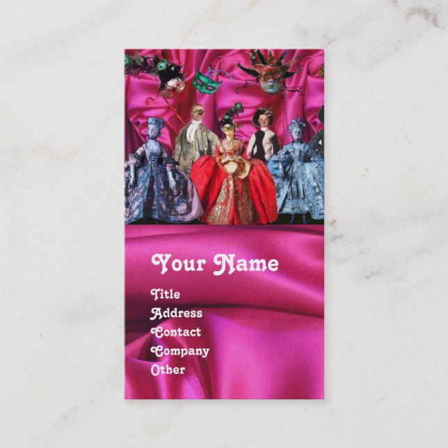 ANTIQUE ITALIAN PUPPETS MASQUERADE MASKS,COSTUMES BUSINESS CARD (Front)