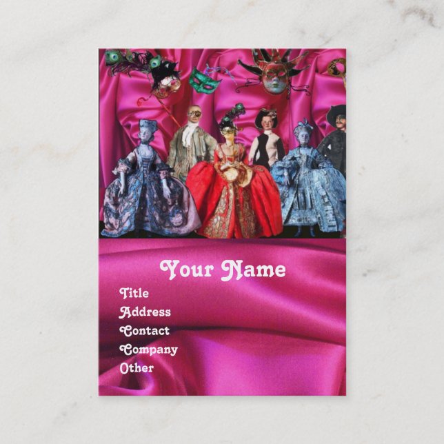 ANTIQUE ITALIAN PUPPETS MASQUERADE MASKS,COSTUMES BUSINESS CARD (Front)