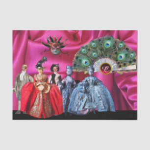 ANTIQUE ITALIAN PUPPETS,MASQUERADE PARTY MASKS TISSUE PAPER