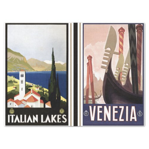 ANTIQUE ITALIAN TRAVEL POSTERS ART DECO DESIGN TISSUE PAPER