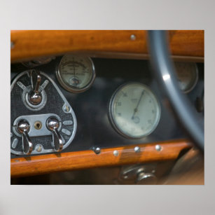 Old speedometer gauge from a vintage race car magnet, Zazzle