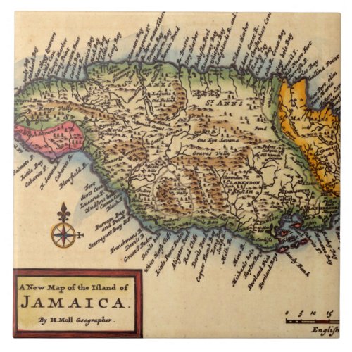 Antique Jamaica Map Tile