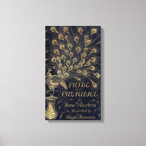Antique Jane Austen Pride and Prejudice Peacock Canvas Print