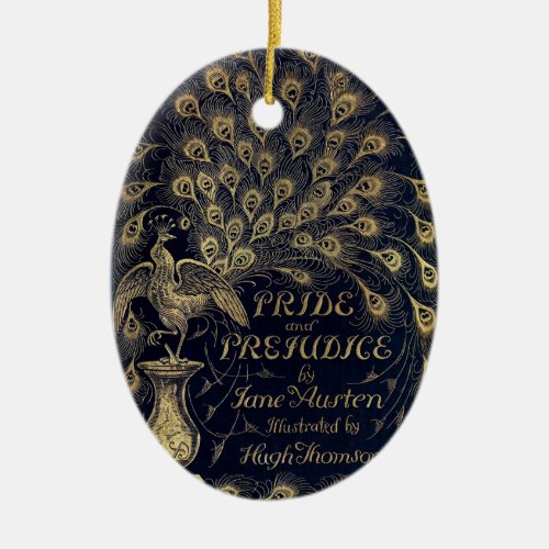 Antique Jane Austen Pride and Prejudice Peacock Ceramic Ornament