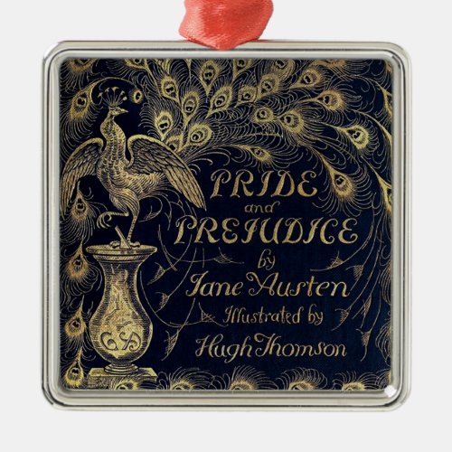 Antique Jane Austen Pride and Prejudice Peacock Metal Ornament