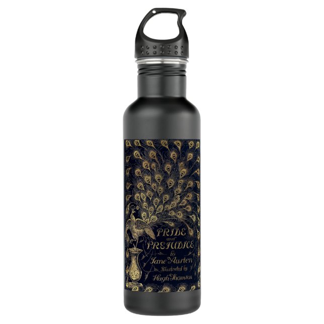 Antique Jane Austen Pride and Prejudice Peacock Water Bottle (Front)