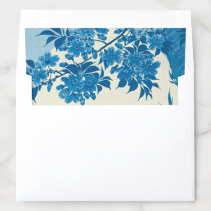 Antique Japanese Blue Cherry Blossom Envelope Liner