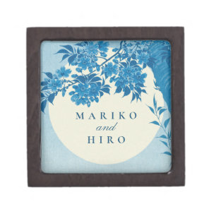 Antique Japanese Blue Cherry Blossom Gift Box