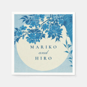 Antique Japanese Blue Cherry Blossom Napkins