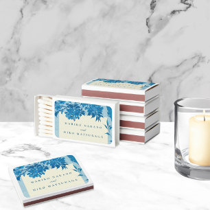 Antique Japanese Blue Cherry Blossom Wedding Favor Matchboxes
