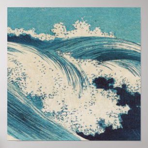 Antique Japanese Blue Waves Ocean Print