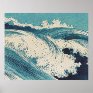 Antique Japanese Blue Waves Ocean Print