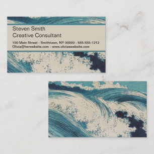 Antique Japanese Blue Waves Ocean Print Business Card
