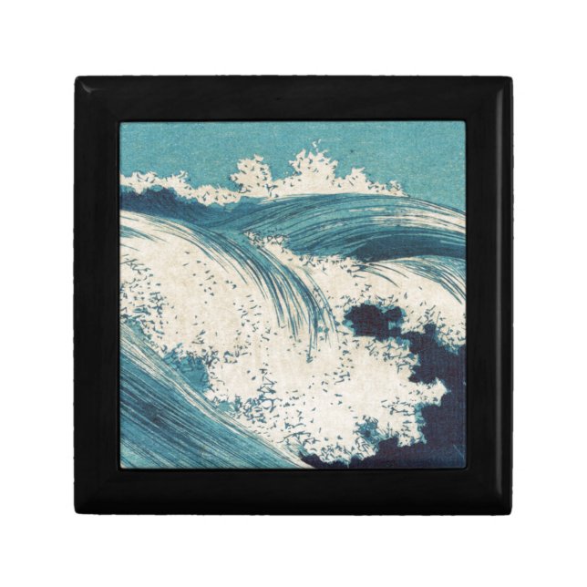 Antique Japanese Blue Waves Ocean Print Gift Box (Front)