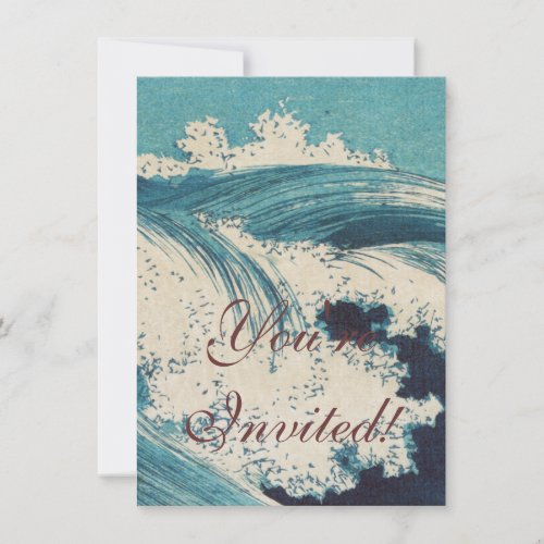 Vintage Waves Japanese Woodcut Ocean Custom Invitation