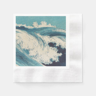 Antique Japanese Blue Waves Ocean Print Napkins