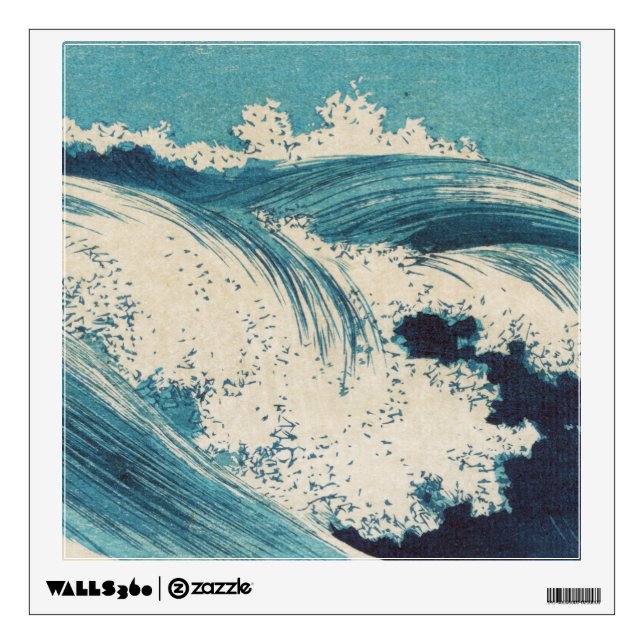 Antique Japanese Blue Waves Ocean Print Wall Sticker (Front)