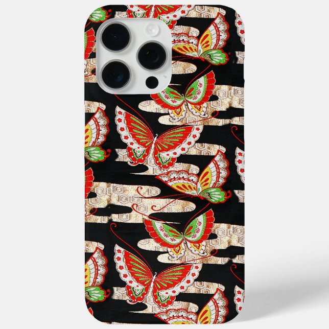 ANTIQUE JAPANESE BUTTERFLIES Red Black White Case-Mate iPhone Case (Back)