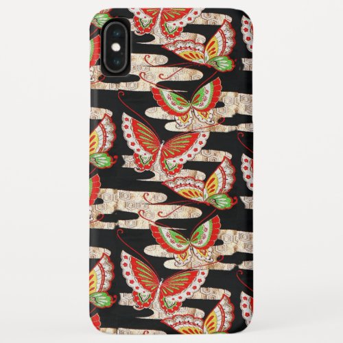 ANTIQUE JAPANESE BUTTERFLIES Red Black White iPhone XS Max Case