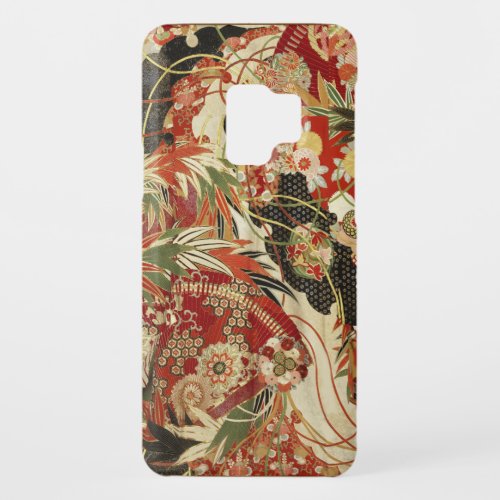 ANTIQUE JAPANESE FLOWERS Red Green Black Floral Case_Mate Samsung Galaxy S9 Case