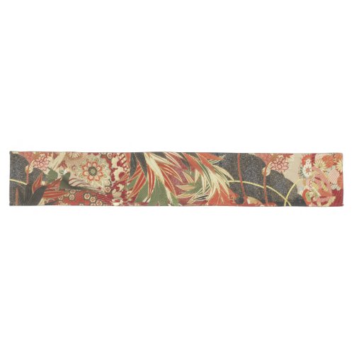 ANTIQUE JAPANESE FLOWERS Red Green Black Floral Me Long Table Runner