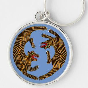 Antique Japanese Folk Art Tigers Keychain