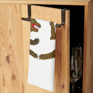 Antique Japanese Folk Art Tigers Kitchen Towel