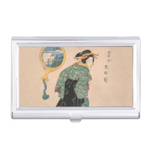 Antique Japanese Kimono Woman Ukiyo-e Woodblock Business Card Case