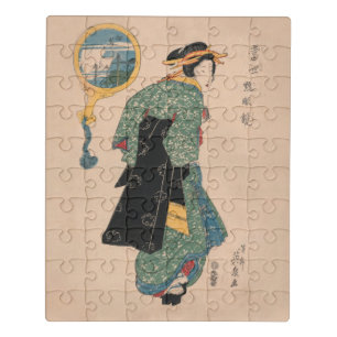 Antique Japanese Kimono Woman Ukiyo-e Woodblock Jigsaw Puzzle