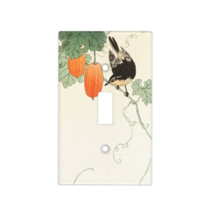 Antique Japanese Print Orange Fruit with Bird Ligh Light Switch Cover