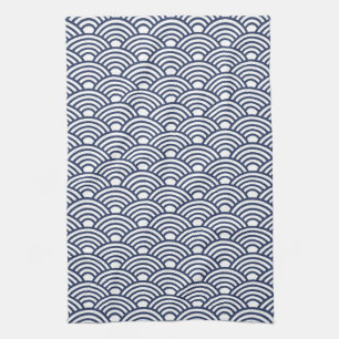 Antique Japanese Seigaiha Waves Kitchen Towel