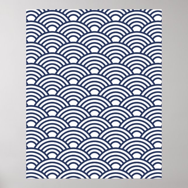 Antique Japanese Seigaiha Waves Poster (Front)