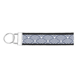 Antique Japanese Seigaiha Waves Wrist Keychain