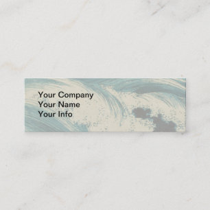 Antique Japanese Woodblock Blue Ocean Waves Print Mini Business Card