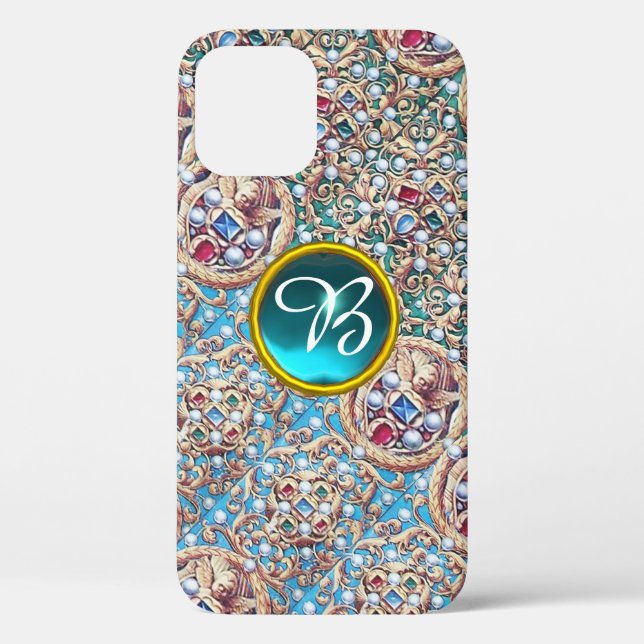ANTIQUE JEWELS,GEMSTONES,PEARLS,ANGELS MONOGRAM Case-Mate iPhone CASE (Back)