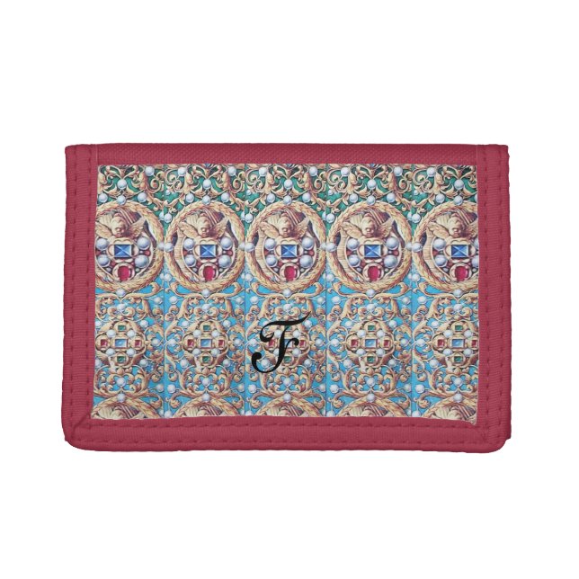 ANTIQUE JEWELS,GEMSTONES,PEARLS,ANGELS MONOGRAM TRIFOLD WALLET (Front)