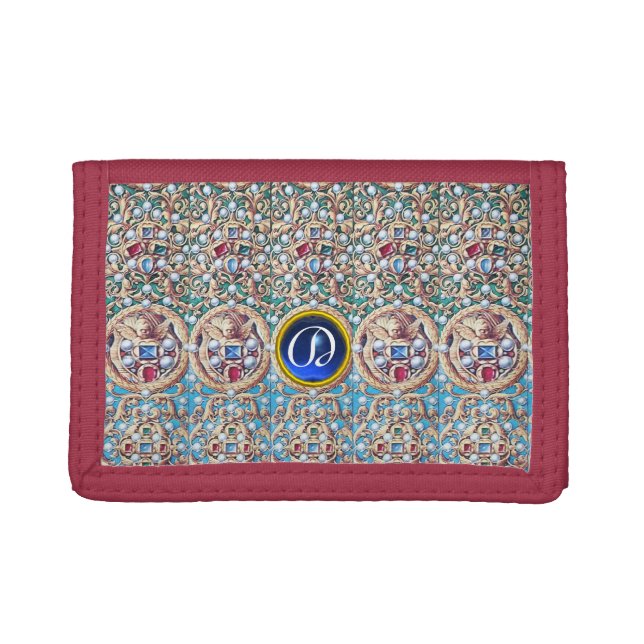 ANTIQUE JEWELS,GEMSTONES,PEARLS,ANGELS MONOGRAM TRIFOLD WALLET (Front)