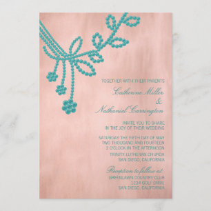 Antique Jewels Wedding Invitation, Turquoise Invitation