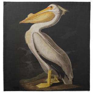Antique John James Audubon White Pelican Coastal Napkin