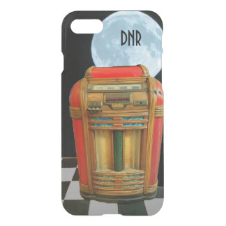 Antique Jukebox with Blue Full Moon your Initials iPhone SE/8/7 Case