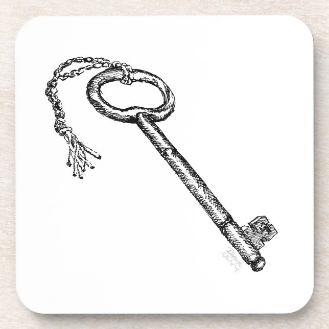 Antique Key Beverage Coaster (Front)